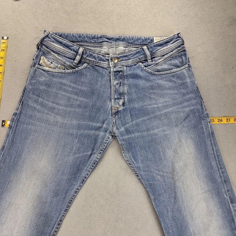 Diesel Jeans Mens 33x32 Blue Poiak Regular‎ Slim Tapered Made in Italy 008C3